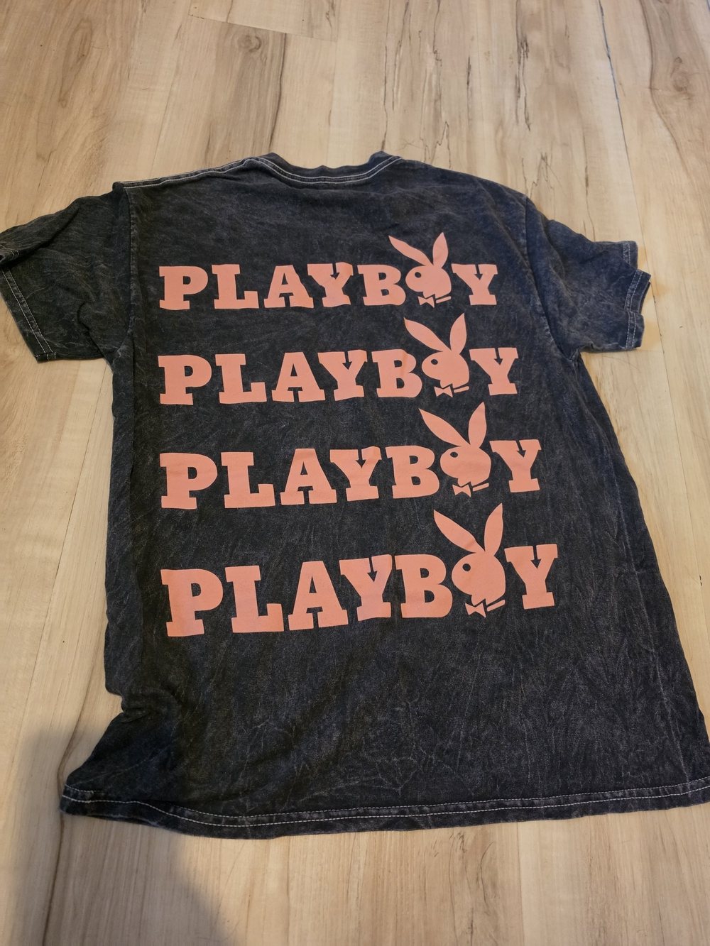 PLAYBOY Tee with Pink Logo Rows